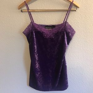 VINTAGE Y2K DNKY Jeans purple crushed velvet cami